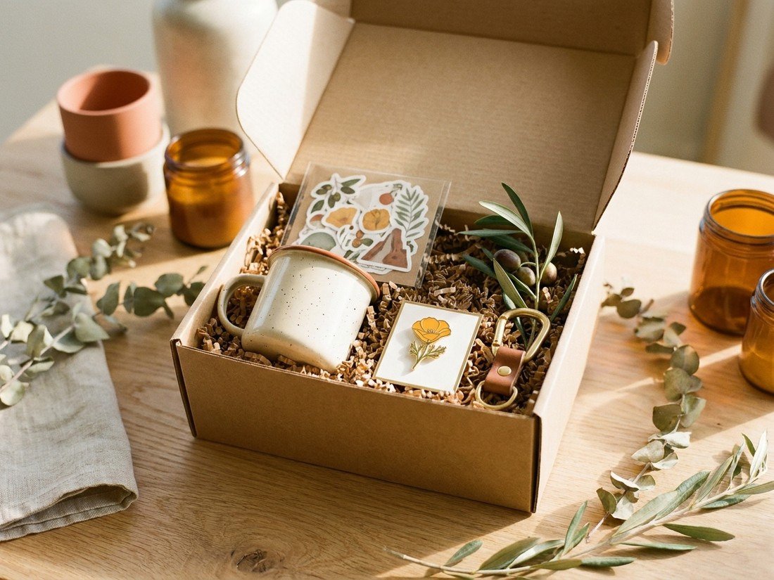 An open trail gift box